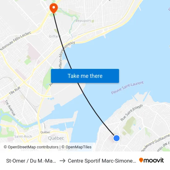 St-Omer / Du M.-Marie to Centre Sportif Marc-Simoneau map