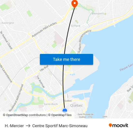H.-Mercier to Centre Sportif Marc-Simoneau map