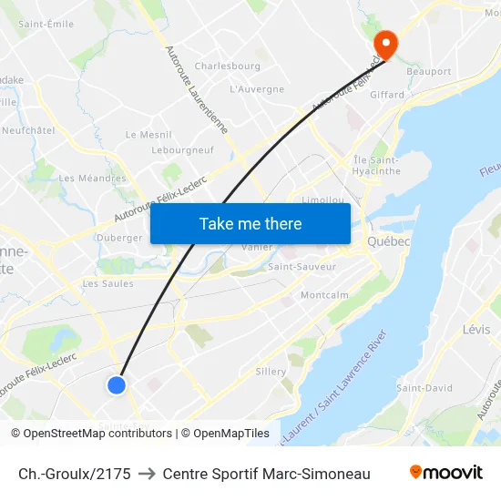 Ch.-Groulx/2175 to Centre Sportif Marc-Simoneau map