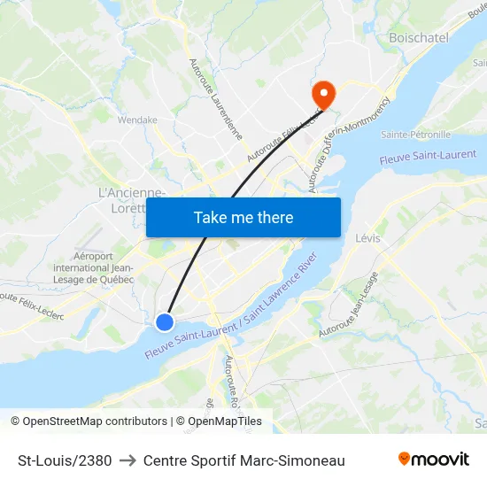 St-Louis/2380 to Centre Sportif Marc-Simoneau map