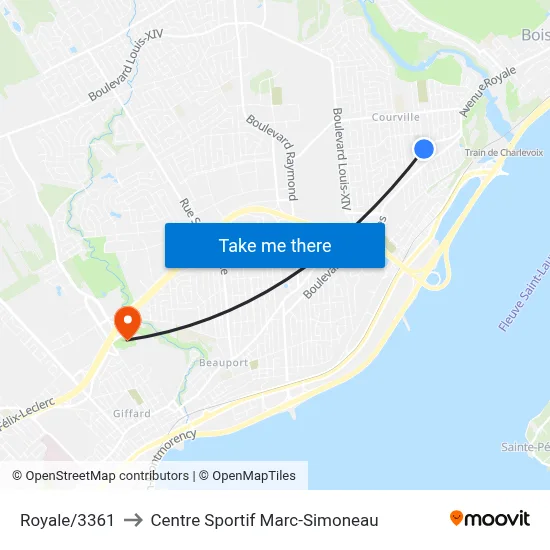 Royale/3361 to Centre Sportif Marc-Simoneau map