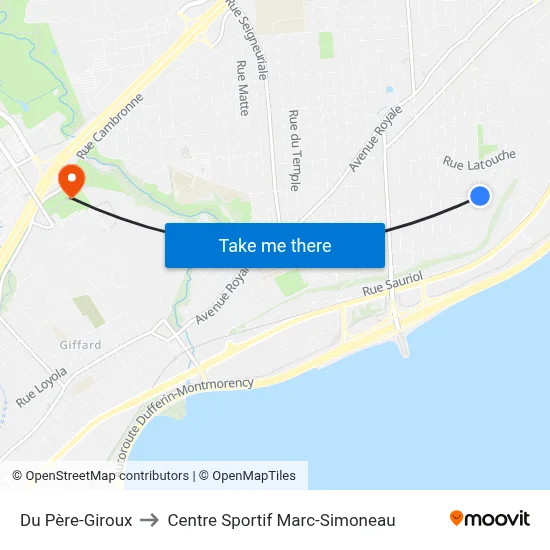 Du Père-Giroux to Centre Sportif Marc-Simoneau map