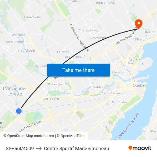 St-Paul/4509 to Centre Sportif Marc-Simoneau map