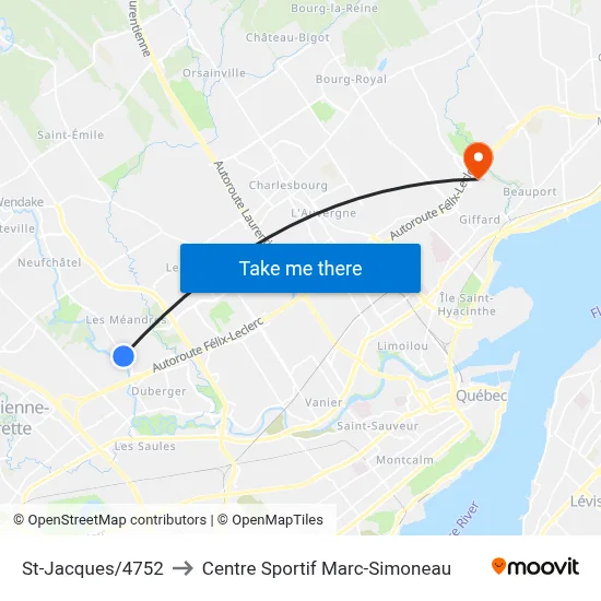 St-Jacques/4752 to Centre Sportif Marc-Simoneau map