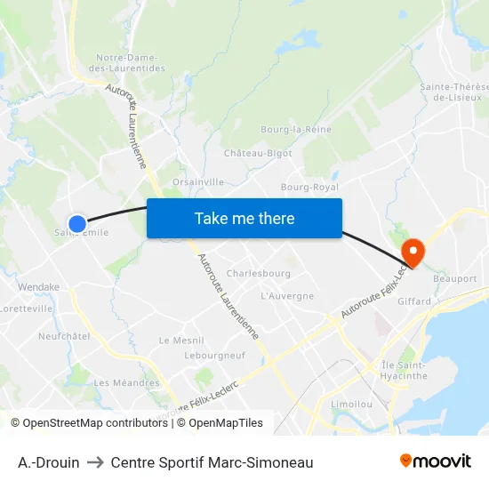 A.-Drouin to Centre Sportif Marc-Simoneau map