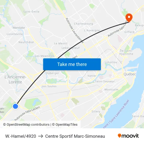 W.-Hamel/4920 to Centre Sportif Marc-Simoneau map
