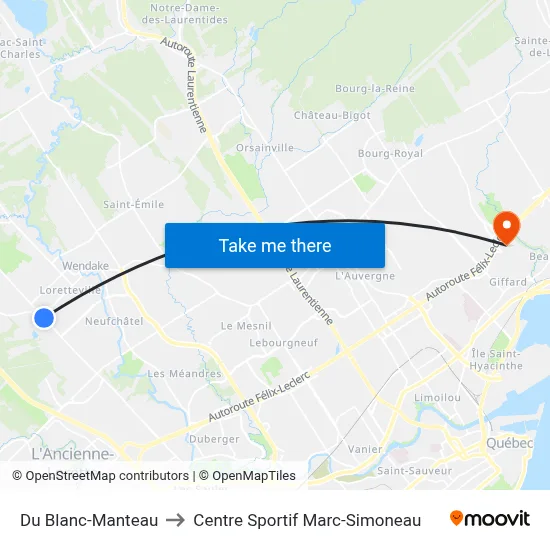 Du Blanc-Manteau to Centre Sportif Marc-Simoneau map