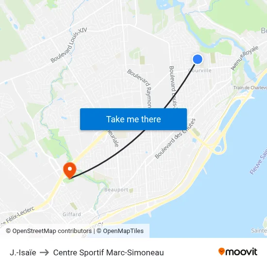 J.-Isaïe to Centre Sportif Marc-Simoneau map