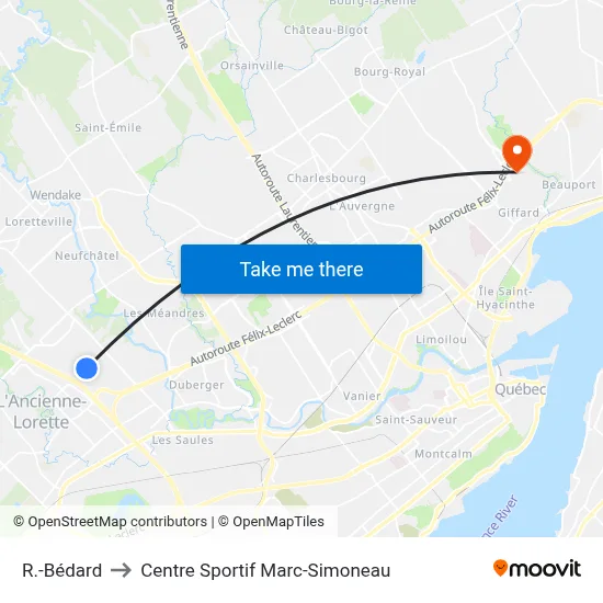 R.-Bédard to Centre Sportif Marc-Simoneau map