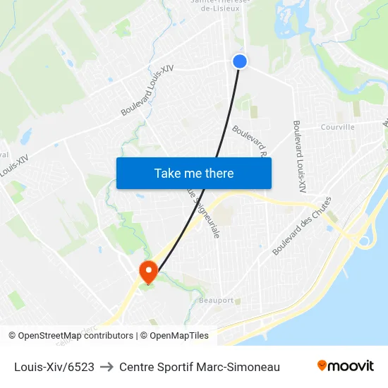 Louis-Xiv/6523 to Centre Sportif Marc-Simoneau map