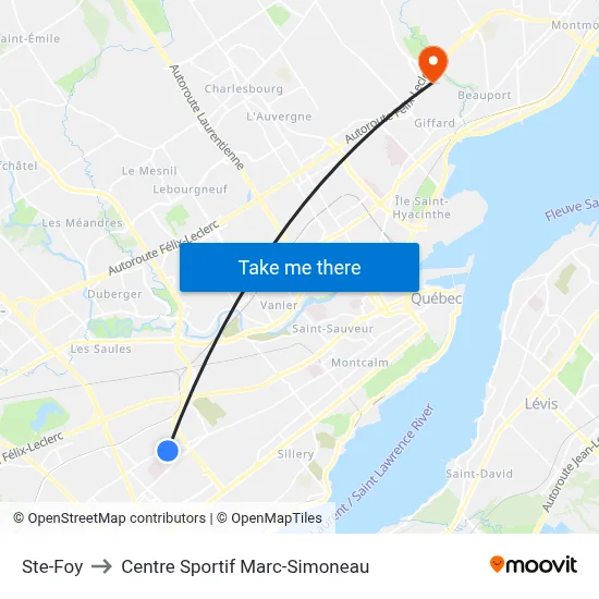 Ste-Foy to Centre Sportif Marc-Simoneau map