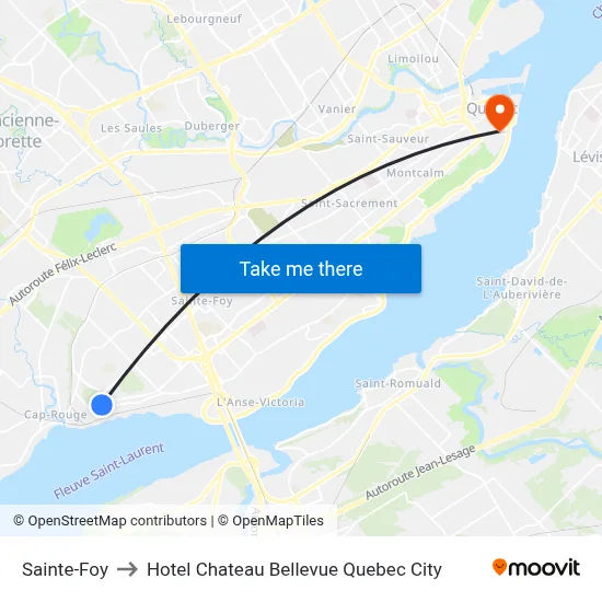 Sainte-Foy to Hotel Chateau Bellevue Quebec City map