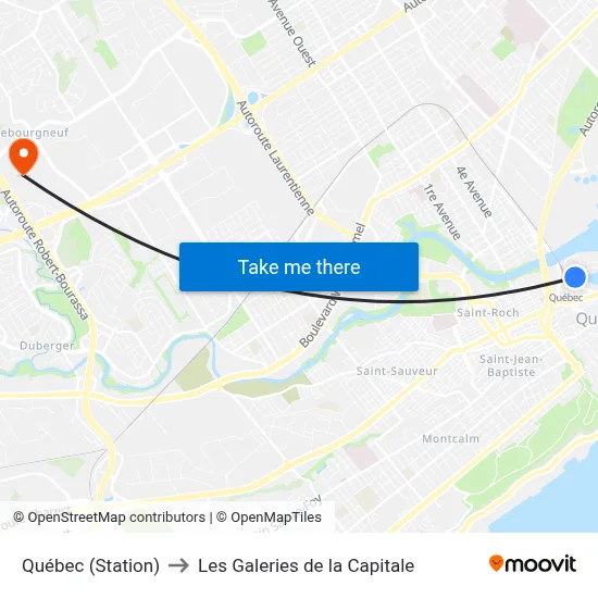 Québec (Station) to Les Galeries de la Capitale map