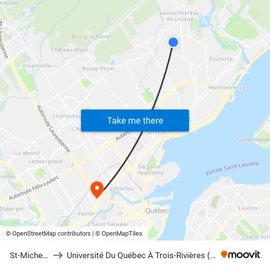 St-Michel/6463 to Université Du Québec À Trois-Rivières (Campus De Québec) map
