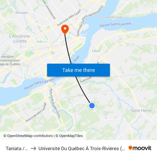 Taniata / Manic to Université Du Québec À Trois-Rivières (Campus De Québec) map