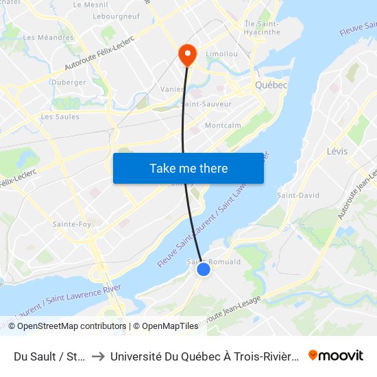 Du Sault / St-Eustache to Université Du Québec À Trois-Rivières (Campus De Québec) map