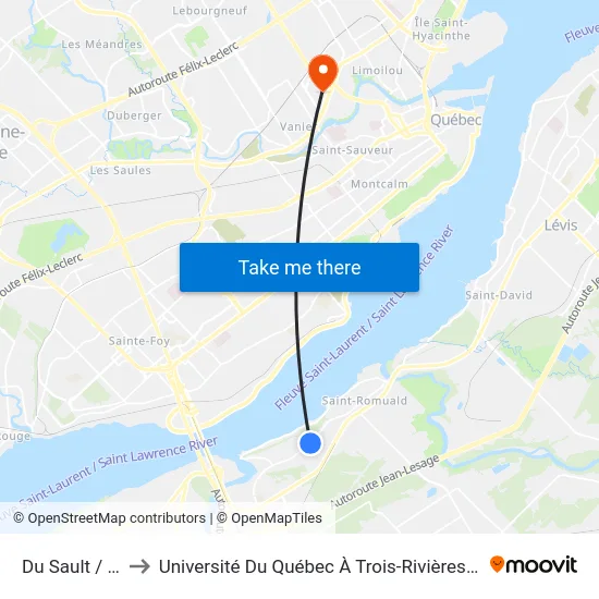 Du Sault / Sévigny to Université Du Québec À Trois-Rivières (Campus De Québec) map