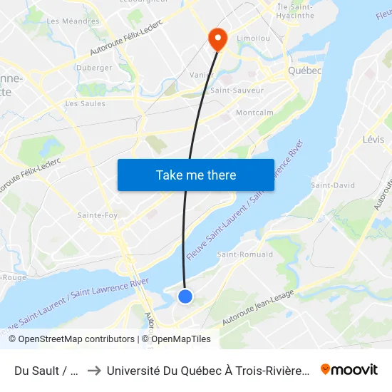 Du Sault / Kathleen to Université Du Québec À Trois-Rivières (Campus De Québec) map