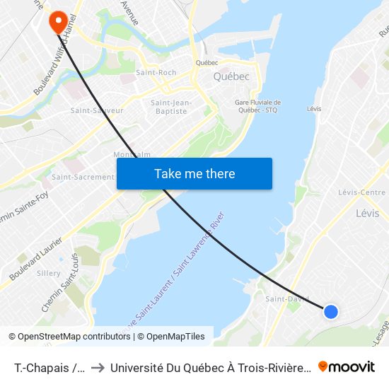 T.-Chapais / J.-Laurin to Université Du Québec À Trois-Rivières (Campus De Québec) map