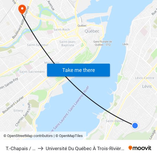 T.-Chapais / R.-Lasnier to Université Du Québec À Trois-Rivières (Campus De Québec) map