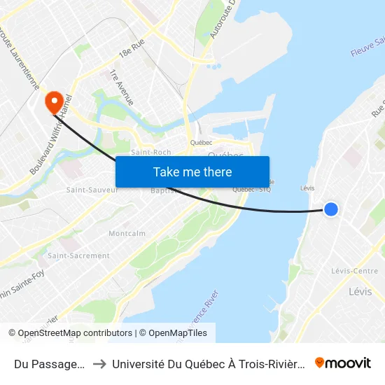 Du Passage / St-Louis to Université Du Québec À Trois-Rivières (Campus De Québec) map