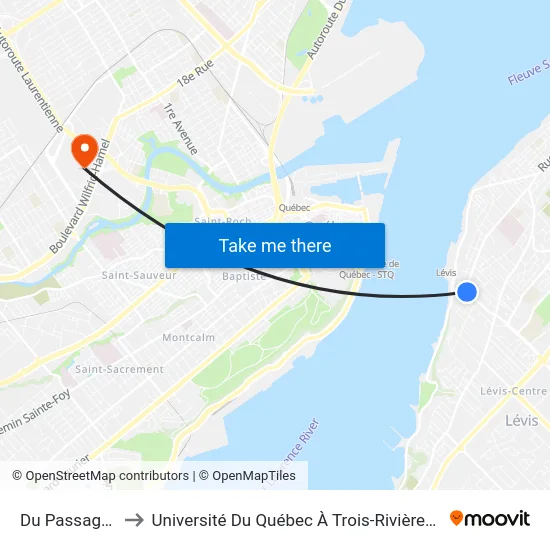 Du Passage / Wolfe to Université Du Québec À Trois-Rivières (Campus De Québec) map