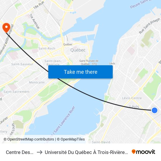 Centre Des Congrès to Université Du Québec À Trois-Rivières (Campus De Québec) map