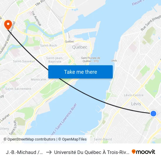 J.-B.-Michaud / Du P.-Kennedy to Université Du Québec À Trois-Rivières (Campus De Québec) map