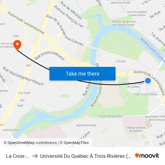 La Croix-Rouge to Université Du Québec À Trois-Rivières (Campus De Québec) map