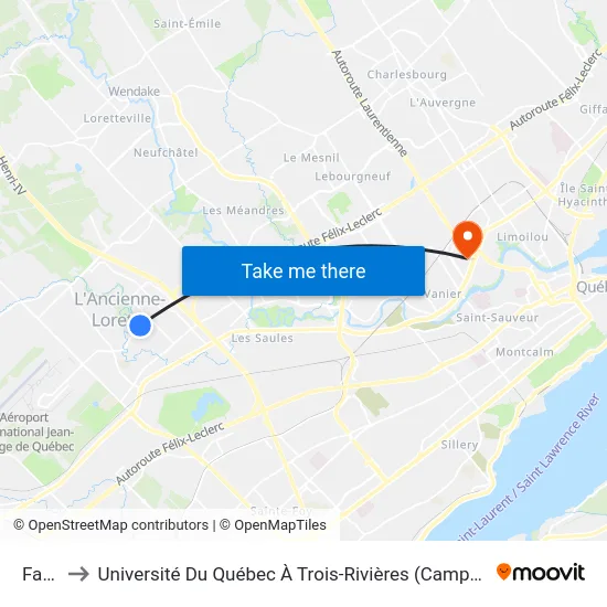 Fabre to Université Du Québec À Trois-Rivières (Campus De Québec) map