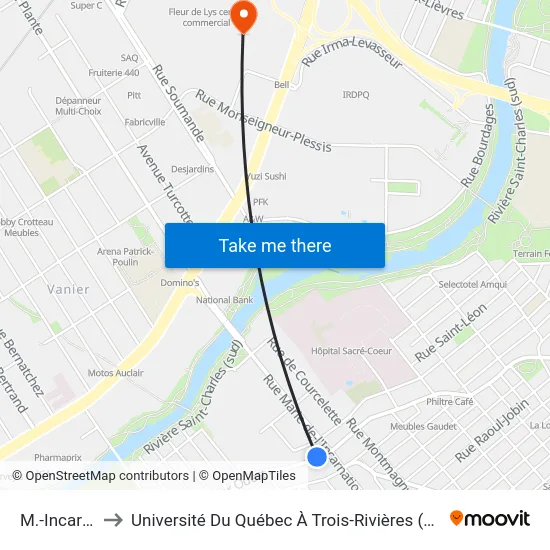 M.-Incarnation to Université Du Québec À Trois-Rivières (Campus De Québec) map