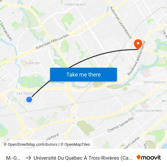 M.-Goretti to Université Du Québec À Trois-Rivières (Campus De Québec) map