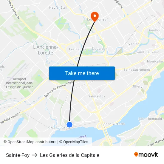 Sainte-Foy to Les Galeries de la Capitale map