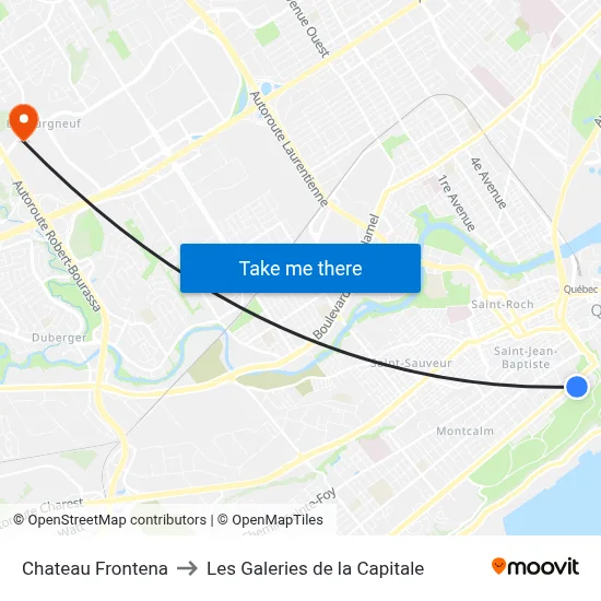 Chateau Frontena to Les Galeries de la Capitale map