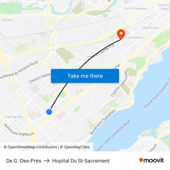 De G.-Des-Prés to Hopital Du St-Sacrement map