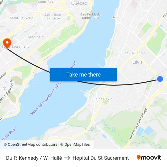 Du P.-Kennedy / W.-Hallé to Hopital Du St-Sacrement map