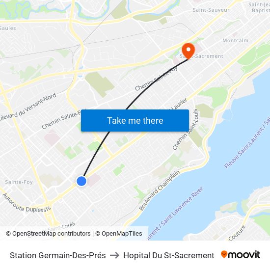 Station Germain-Des-Prés to Hopital Du St-Sacrement map