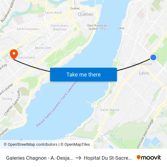 Galeries Chagnon - A.-Desjardins to Hopital Du St-Sacrement map