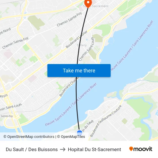 Du Sault / Des Buissons to Hopital Du St-Sacrement map