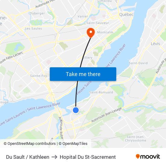 Du Sault / Kathleen to Hopital Du St-Sacrement map