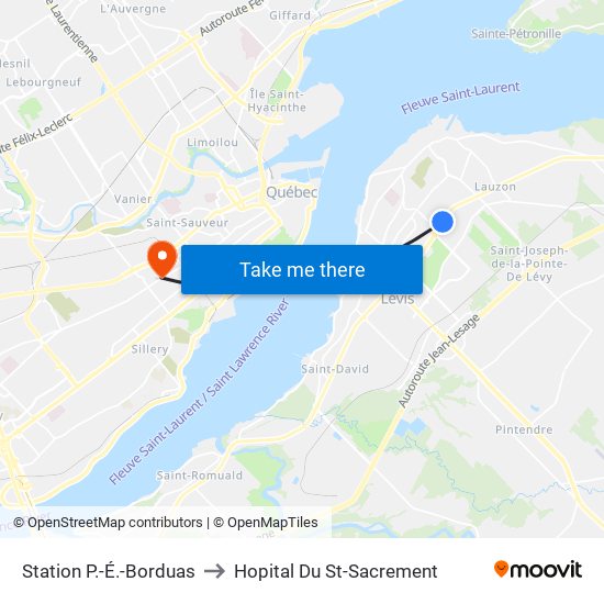 Station P.-É.-Borduas to Hopital Du St-Sacrement map