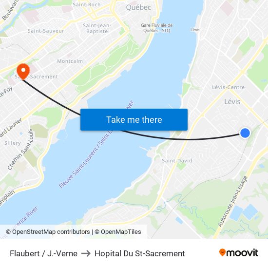 Flaubert / J.-Verne to Hopital Du St-Sacrement map