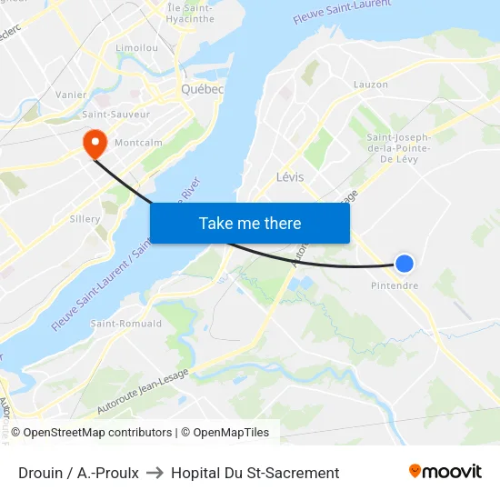 Drouin / A.-Proulx to Hopital Du St-Sacrement map
