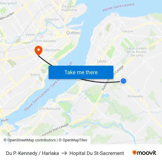 Du P.-Kennedy / Harlaka to Hopital Du St-Sacrement map