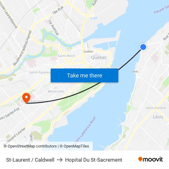 St-Laurent / Caldwell to Hopital Du St-Sacrement map