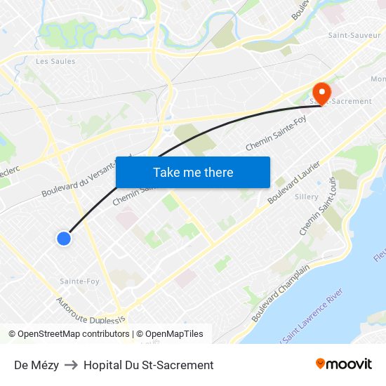 De Mézy to Hopital Du St-Sacrement map