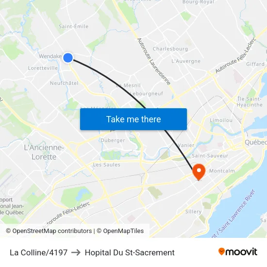 La Colline/4197 to Hopital Du St-Sacrement map