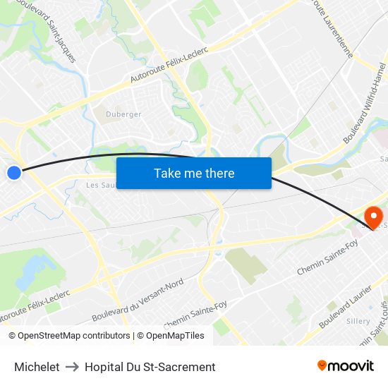 Michelet to Hopital Du St-Sacrement map