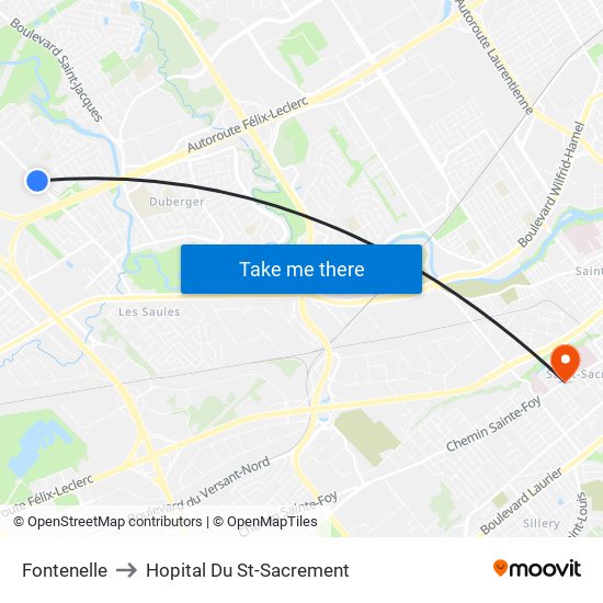 Fontenelle to Hopital Du St-Sacrement map