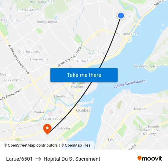 Larue/6501 to Hopital Du St-Sacrement map